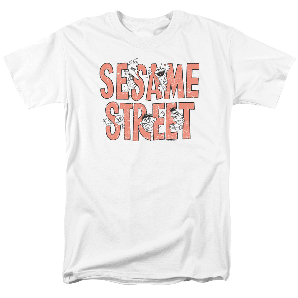 Sesame Street - In Letters - Adult Unisex Short Sleeve T-Shirt - White