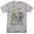 Sesame Street - Colorful Group - Adult Unisex Short Sleeve T-Shirt - Gray