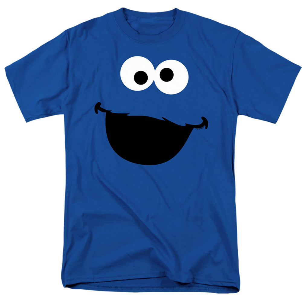 Sesame Street - Cookie Monster Face - Adult Unisex Short Sleeve T-Shirt - Blue