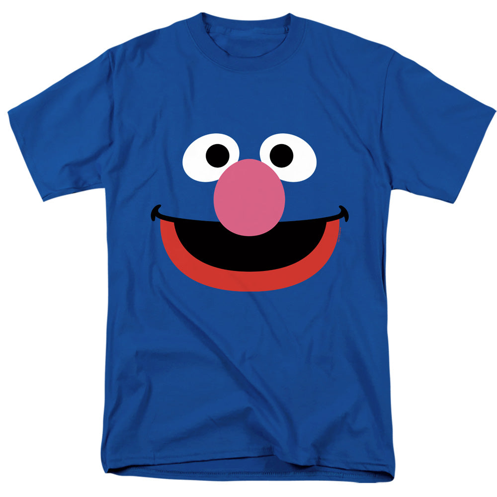Sesame Street - Grover Face - Adult Unisex Short Sleeve T-Shirt - Blue