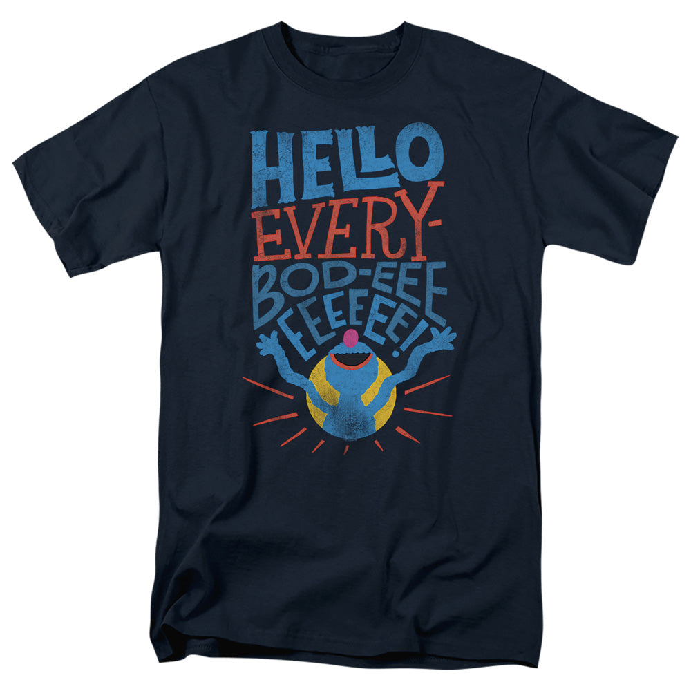 Sesame Street - Grover Hello Everybody - Adult Unisex T-Shirt - Blue