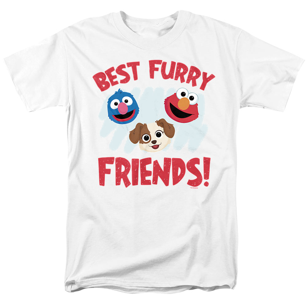Sesame Street - Best Furry Friends - Adult Unisex Short Sleeve T-Shirt - White