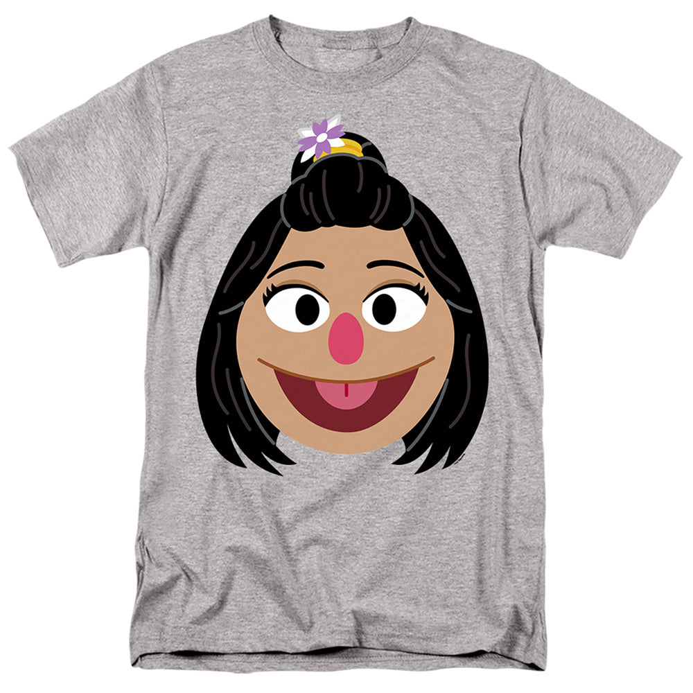 Sesame Street - Ji-Young Face - Adult Unisex Short Sleeve T-Shirt - Gray