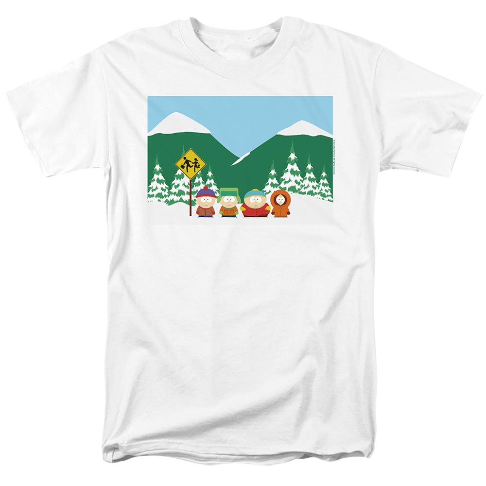 South Park - Bus Stop - Adult Unisex Short Sleeve T-Shirt - White