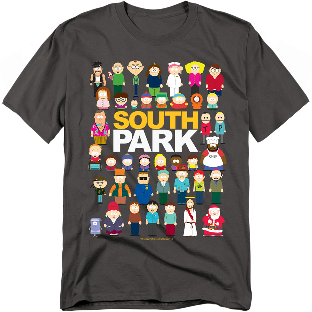 South Park - Full Cast - Adult Unisex Short Sleeve T-Shirt - Gray