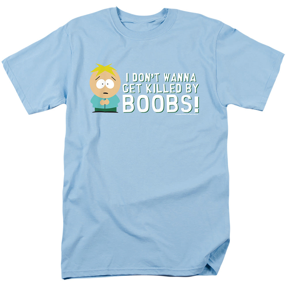 South Park - Killed By Boobs - Adult Unisex Short Sleeve T-Shirt - Blue