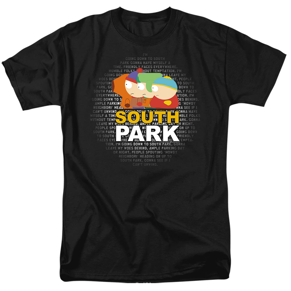 South Park - Lyrics - Adult Unisex Short Sleeve T-Shirt - Black