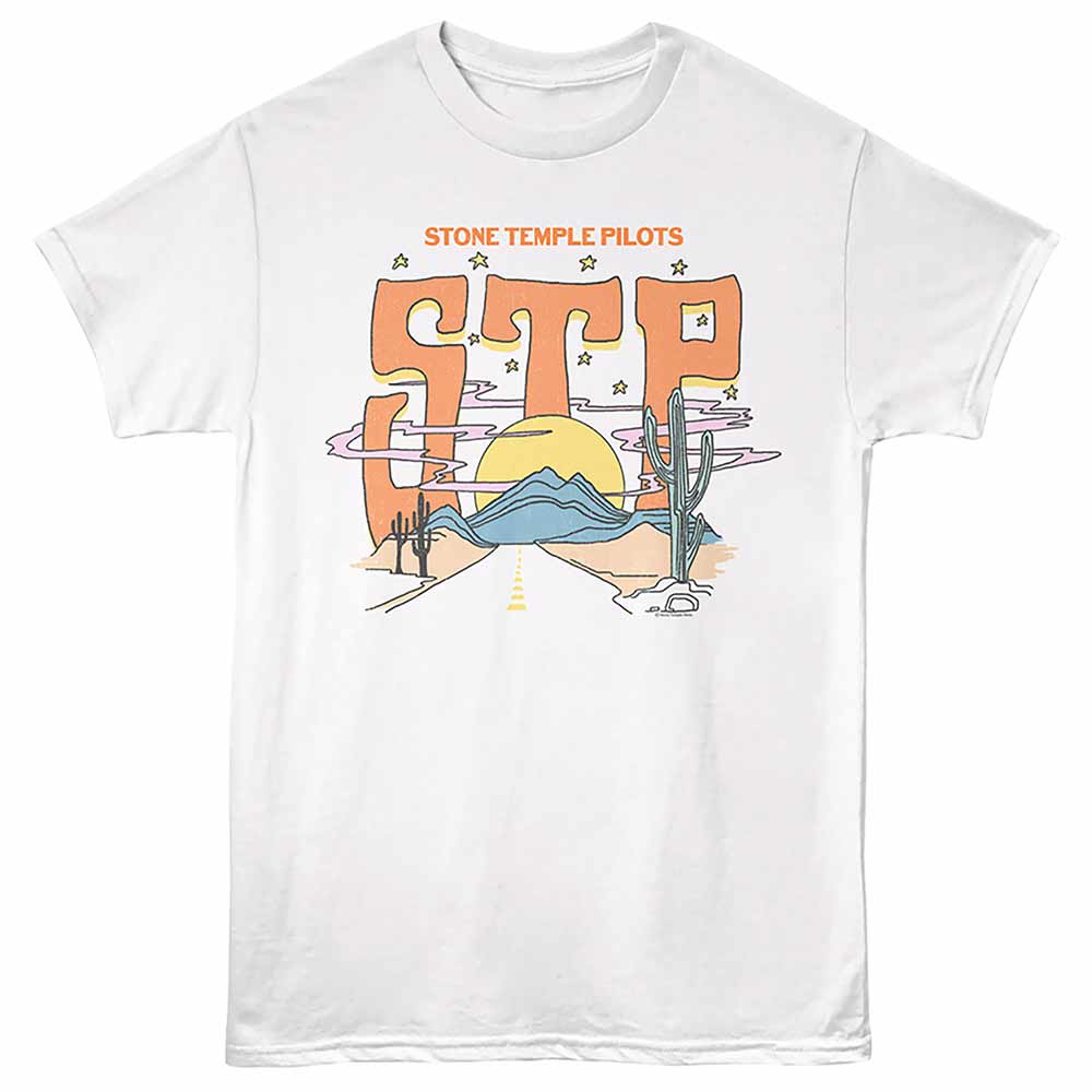 Stone Temple Pilots - Desert Scene - Front Print Adult Short Sleeve Solid T-Shirt - White