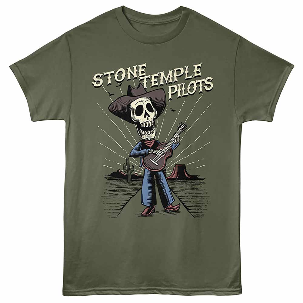 Stone Temple Pilots - Day Of The Dead - Front Print Adult Short Sleeve Solid T-Shirt - Military Green