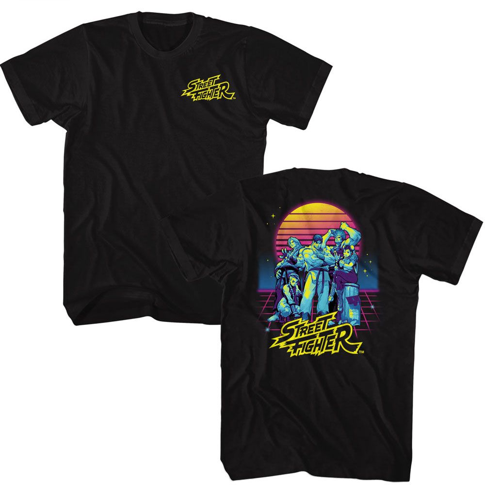 Street Fighter Synthwave Fighter 2 Officially Licensed Adult Short Sleeve T-Shirt