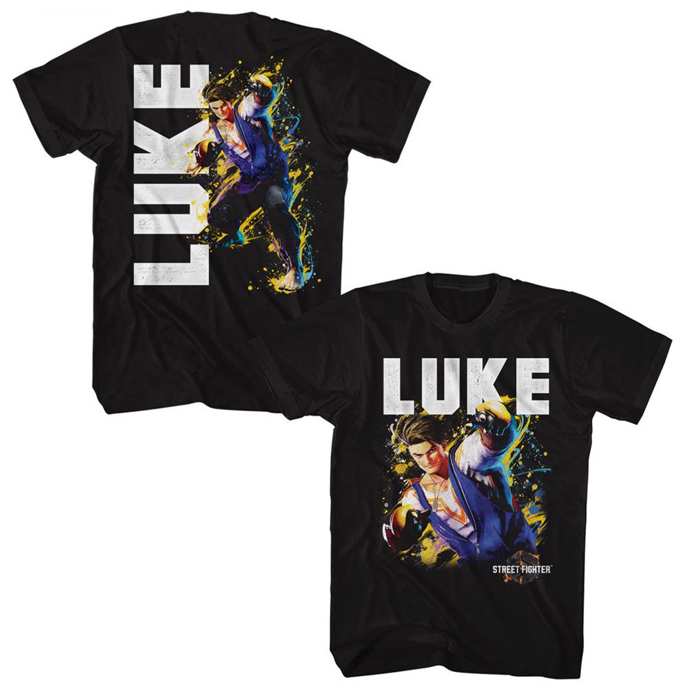 Street Fighter - Luke Character - American Classics - Solid Black Adult Short Sleeve T-Shirt