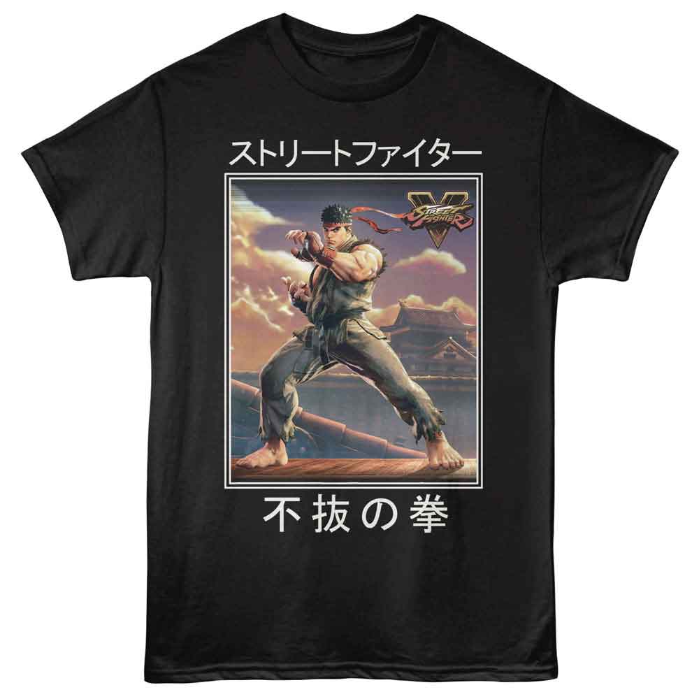 Street Fighter - Boxy 5 Alternate Version - Front Print Adult Short Sleeve Solid T-Shirt - Black