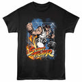 Street Fighter - Elemental Ryu - Front Print Adult Short Sleeve Solid T-Shirt - Black