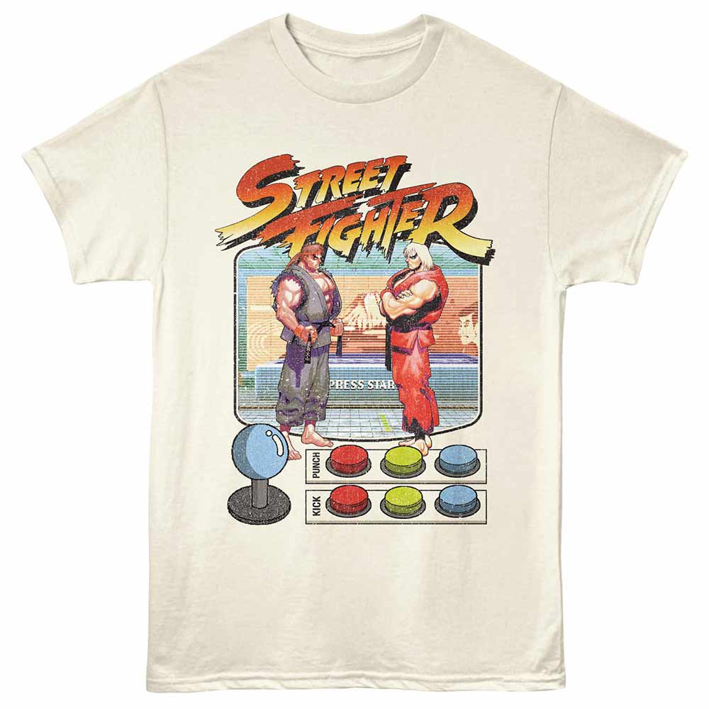 Street Fighter - Game Buttons - Adult Unisex Short Sleeve T-Shirt - Natural