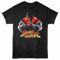 Street Fighter - Ryu Logo - Front Print Adult Short Sleeve Solid T-Shirt - Black