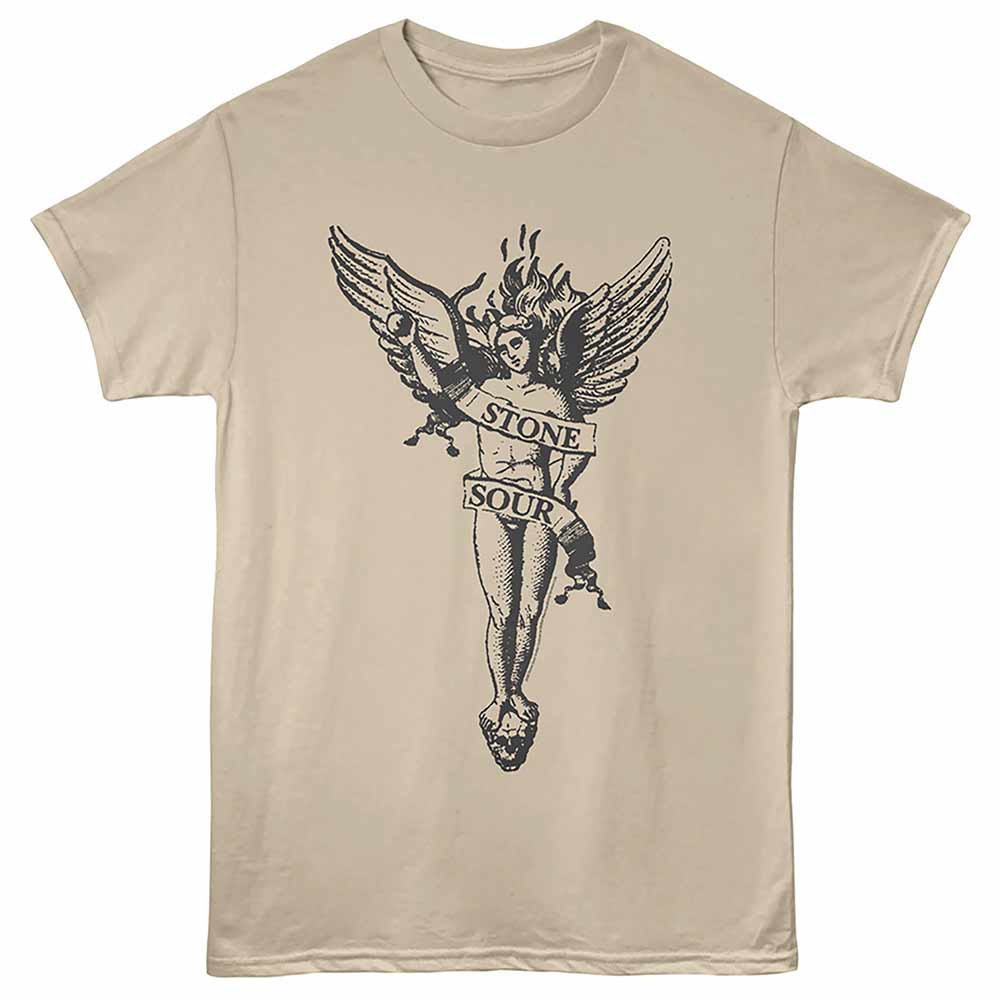 Stone Sour - Angel - Front Print Adult Short Sleeve Solid T-Shirt - Sand