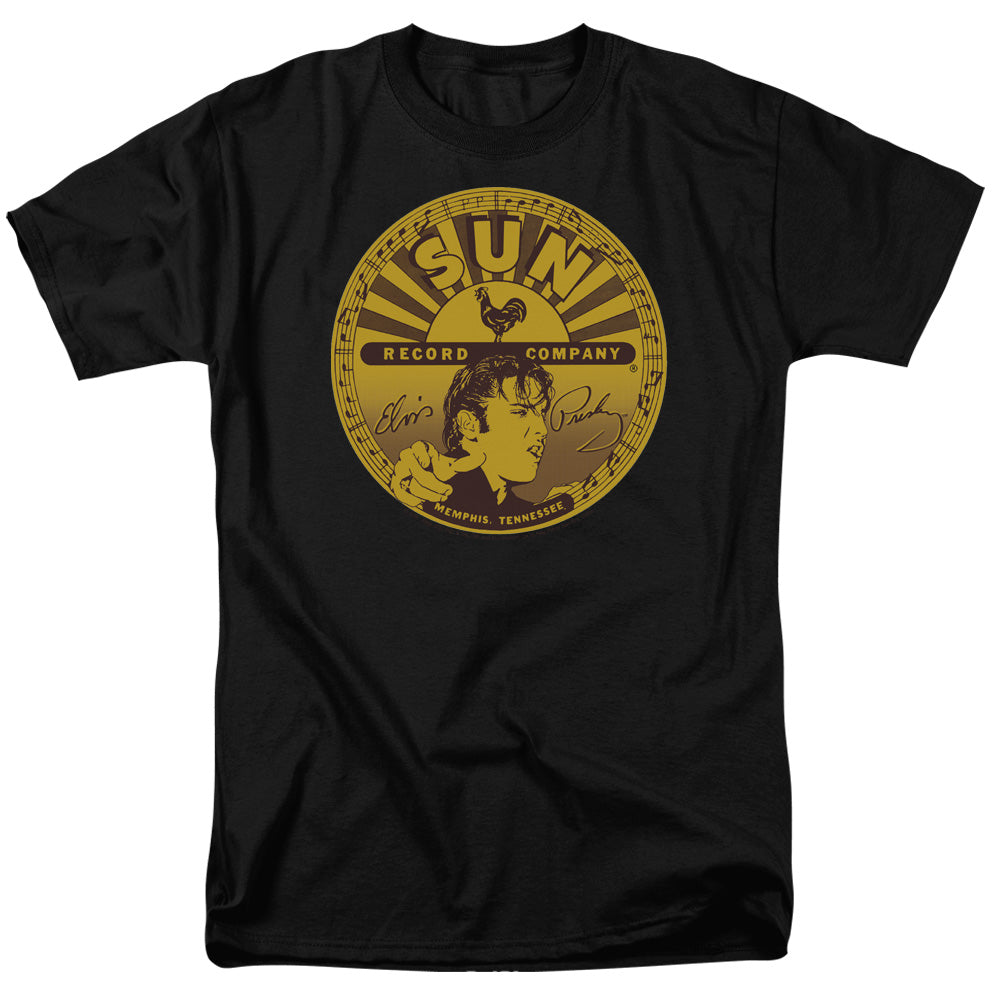 Sun Records - Elvis Full Sun Label - Adult Unisex Short Sleeve T-Shirt - Black