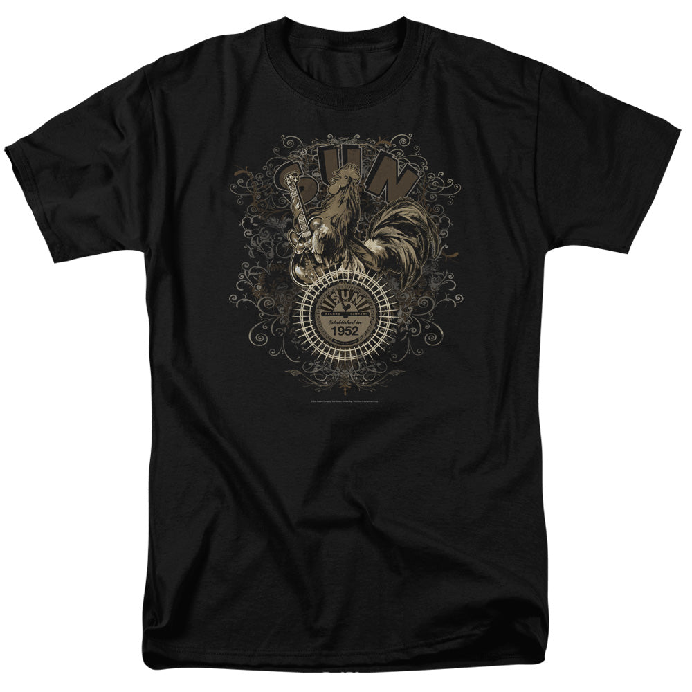 Sun Records - Scroll Around Rooster - Adult Unisex Short Sleeve T-Shirt - Black