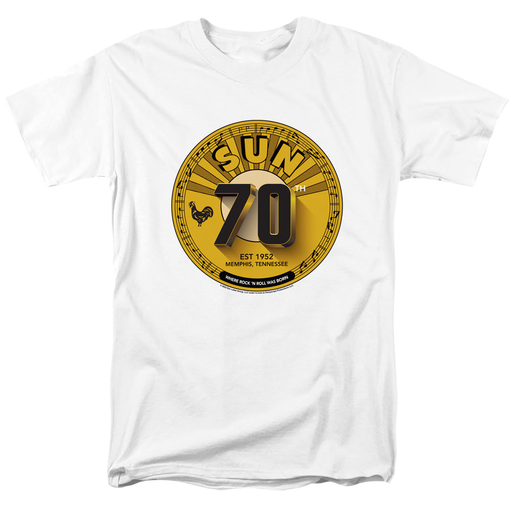 Sun Records - 70th Anniversary Logo - Adult Unisex Short Sleeve T-Shirt - White