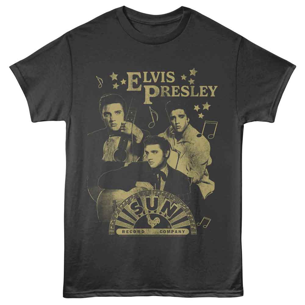 Elvis Presley - Sun Records Photo Collage - Adult Short Sleeve T-Shirt - Smoke