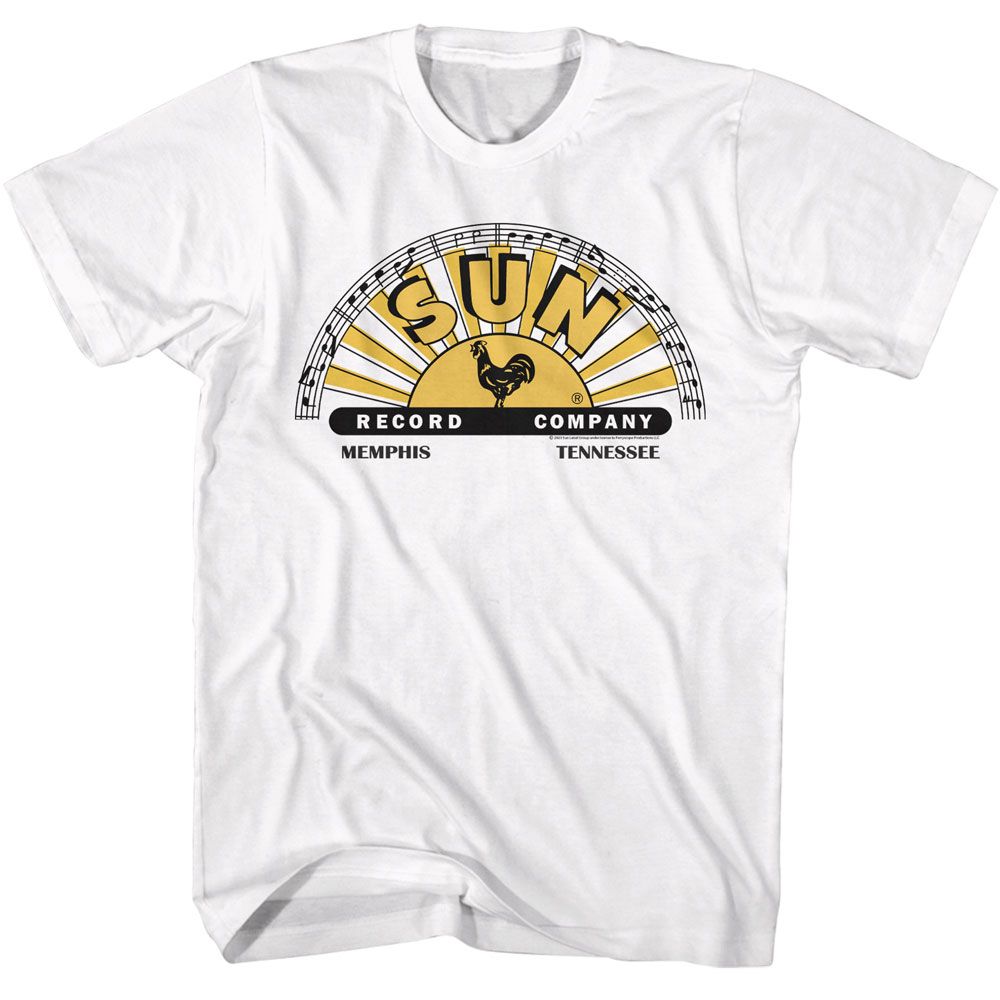 Sun Records - Logo With Offset Color - American Classics - Solid White Adult Short Sleeve T-Shirt