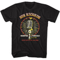 Sun Records - Microphone Burst - American Classics - Solid Black Adult Short Sleeve T-Shirt
