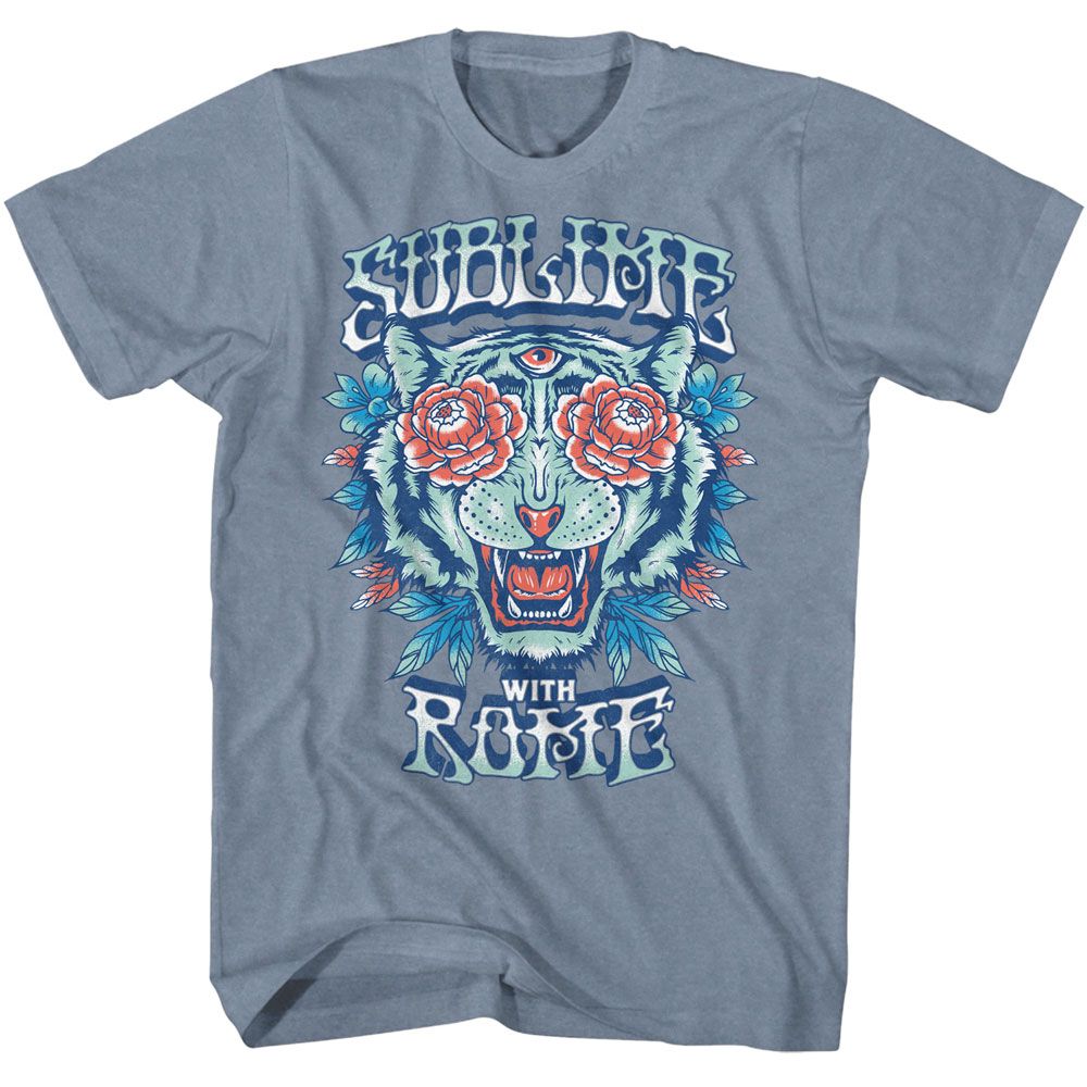 Sublime With Rome Floral Tiger Officially Licensed Adult Short Sleeve T-Shirt