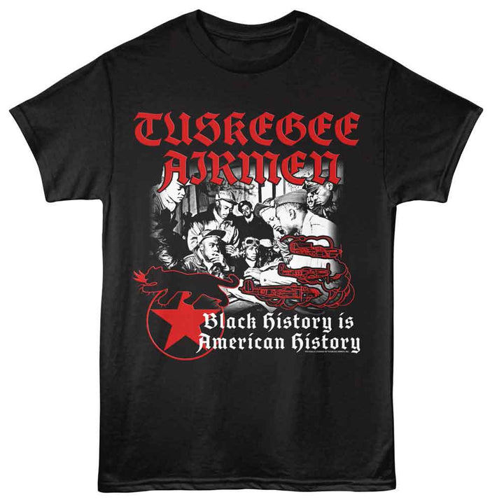 Tuskegee Airmen - Black History - Black - Front Print Solid Adult Unisex Short Sleeve T-Shirt