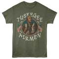 Tuskegee Airmen - Diez Portrait - Front Print Adult Short Sleeve Solid T-Shirt - Military Green