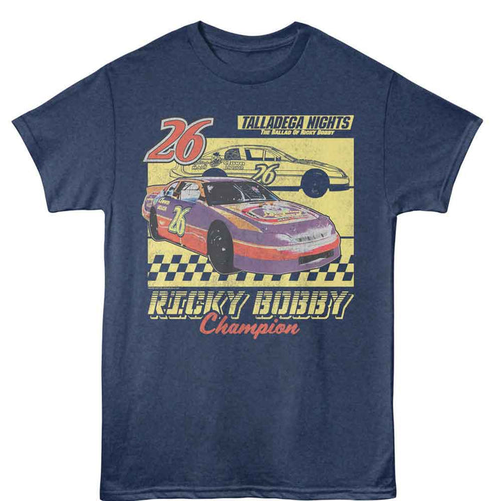 Talladega Nights - Laughing Clown Car And Outline - Adult Short Sleeve T-Shirt - Navy Heather