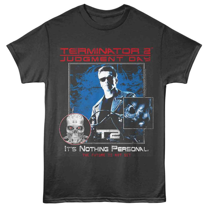 Terminator 2 - Nothing Personal - Gray - Front Print Solid Adult Unisex Short Sleeve T-Shirt