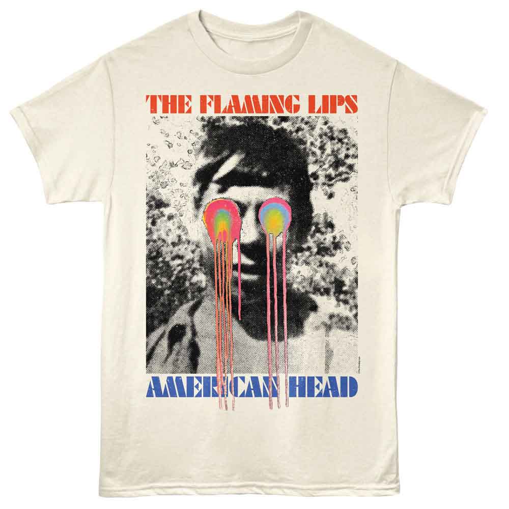 Flaming Lips - American Head - Front Print Adult Short Sleeve Solid T-Shirt - Natural
