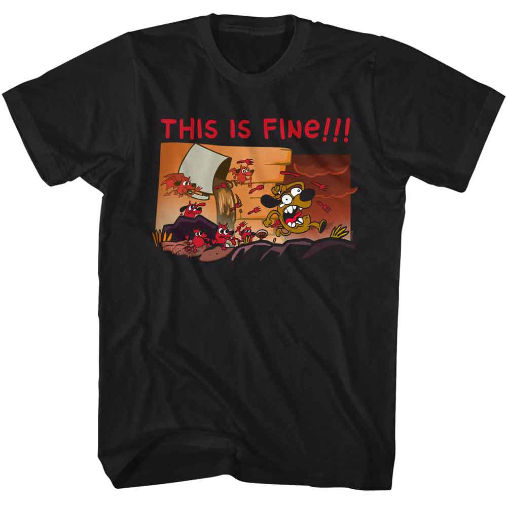 This Is Fine - Chased - Officially Licensed American Classics - Front Print Solid Adult Short Sleeve T-Shirt