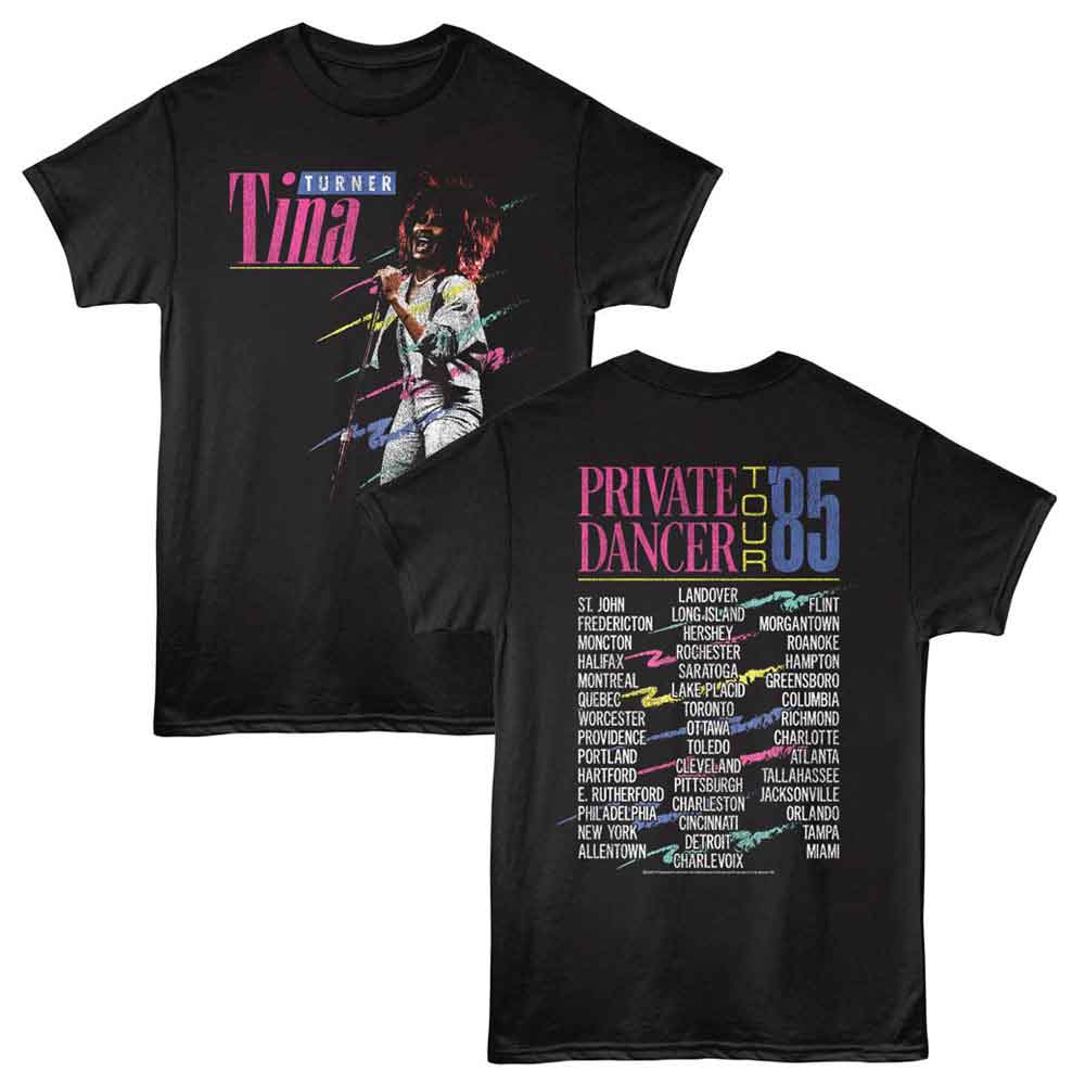 Tina Turner - Private Dancer Tour 85 - 2-Sided Print Adult Short Sleeve Solid T-Shirt - Black