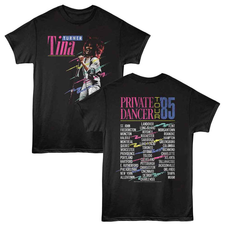 Tina Turner - Private Dancer Tour 85 - 2-Sided Print Adult Short Sleeve Solid T-Shirt - Black
