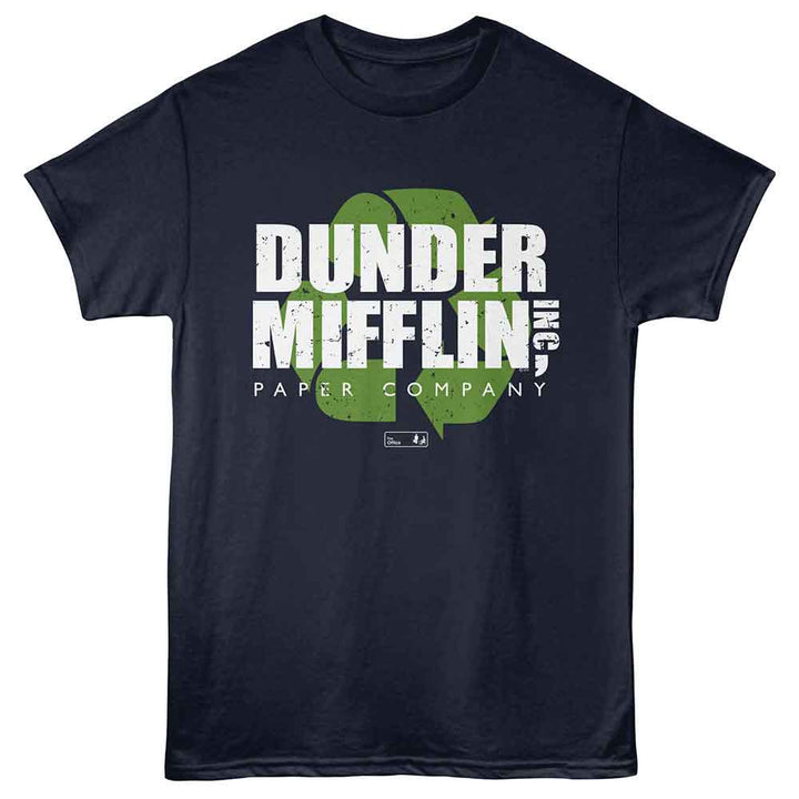 The Office - Dunder Mifflin Recycle - Adult Short Sleeve T-Shirt - Navy