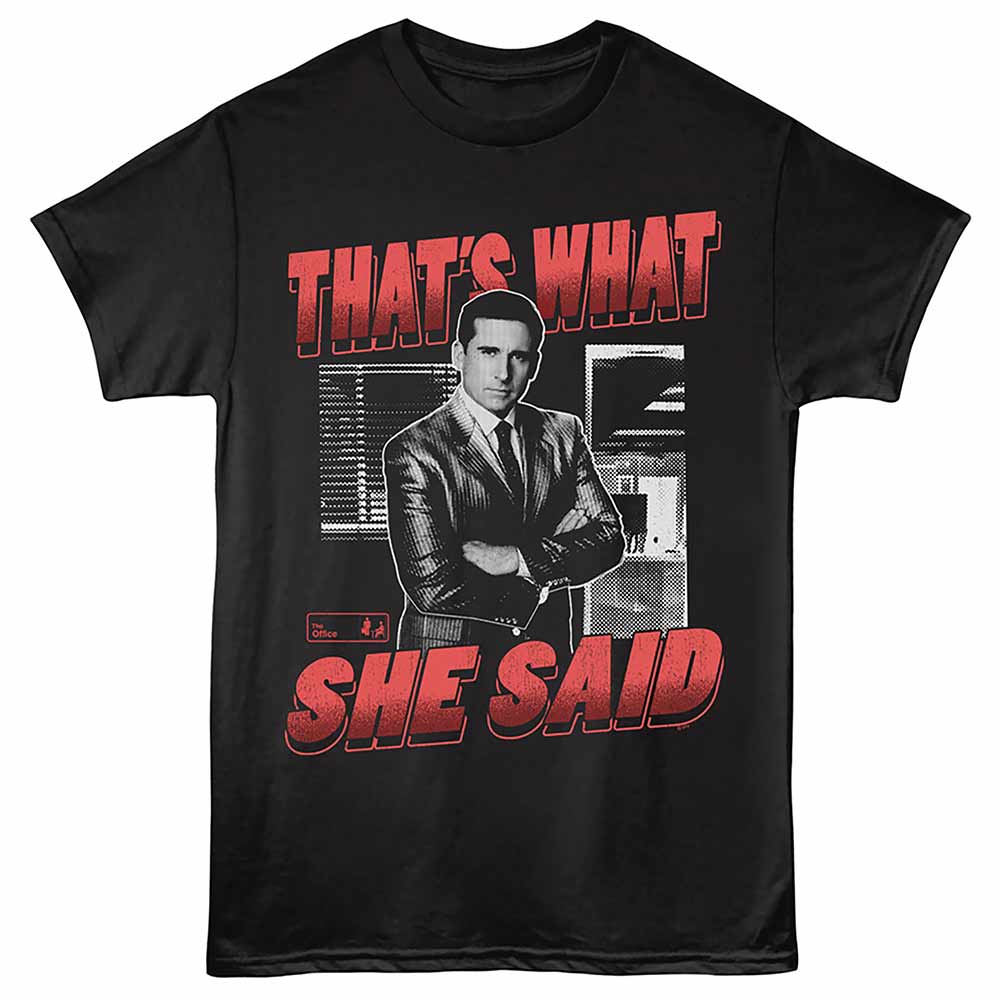The Office - Thats What She Said - Front Print Adult Short Sleeve Solid T-Shirt - Black