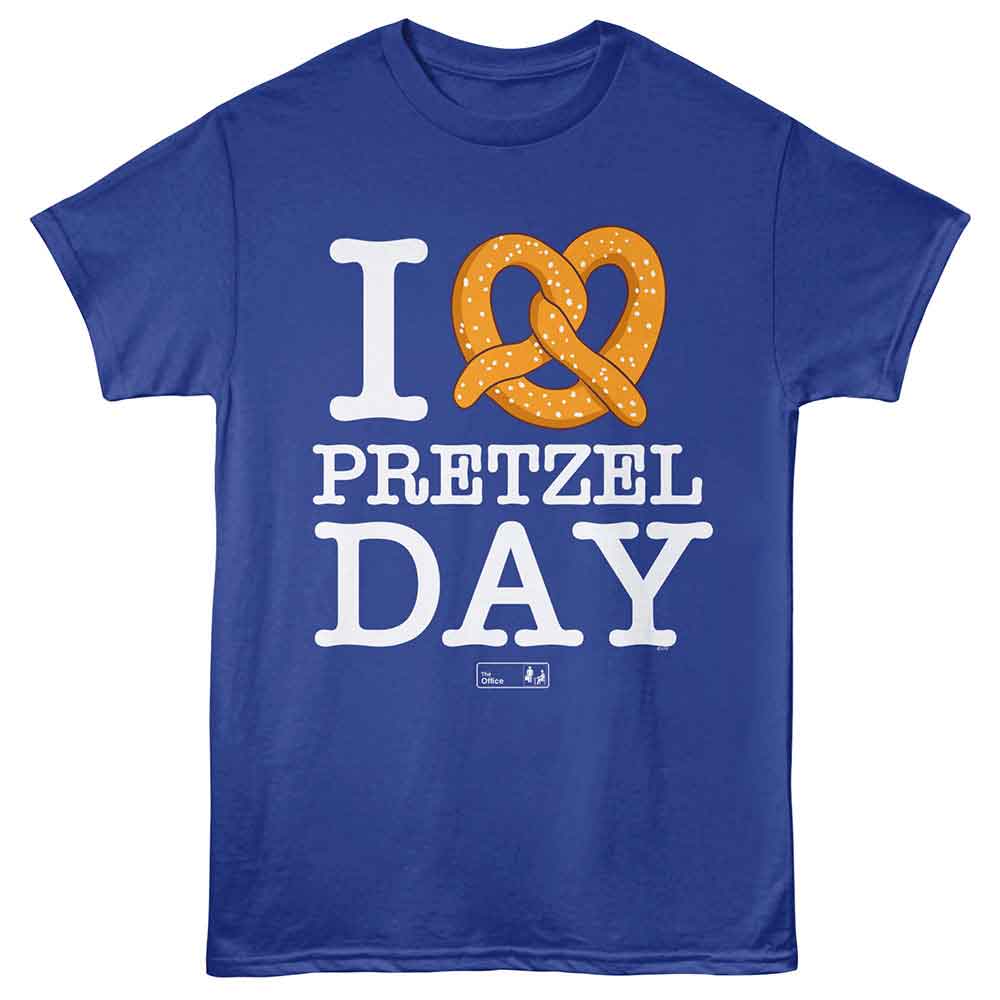 The Office - I Heart Pretzel Day - Adult Short Sleeve T-Shirt - Royal