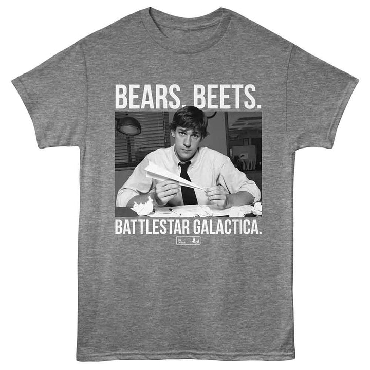 The Office - Jim Bears Beets - Adult Short Sleeve T-Shirt - Graphite Heather