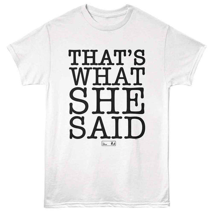The Office - Thats What She Said Text - Adult Short Sleeve T-Shirt - White