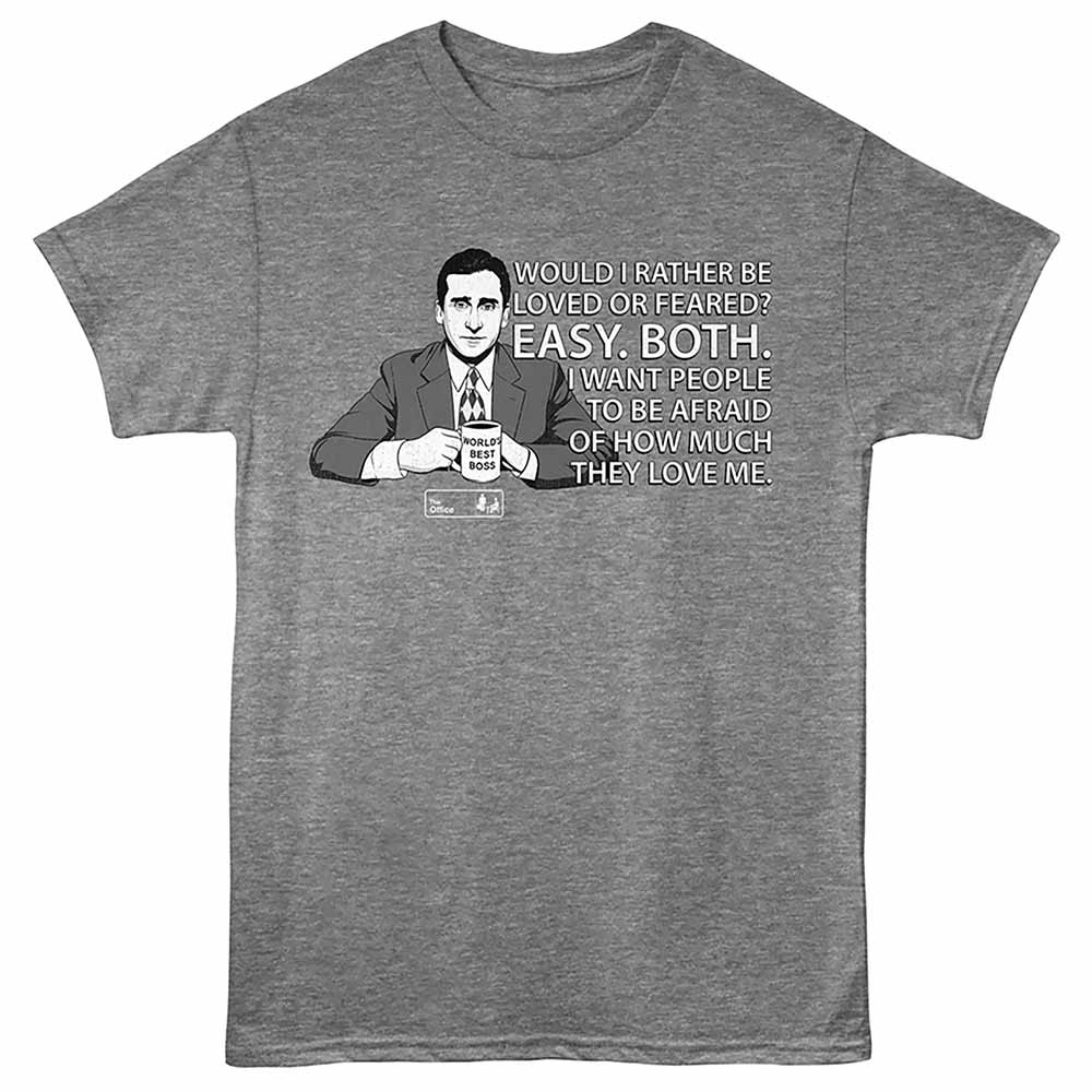 The Office - How Much They Love Me - Front Print Adult Short Sleeve Solid T-Shirt - Graphite Heather