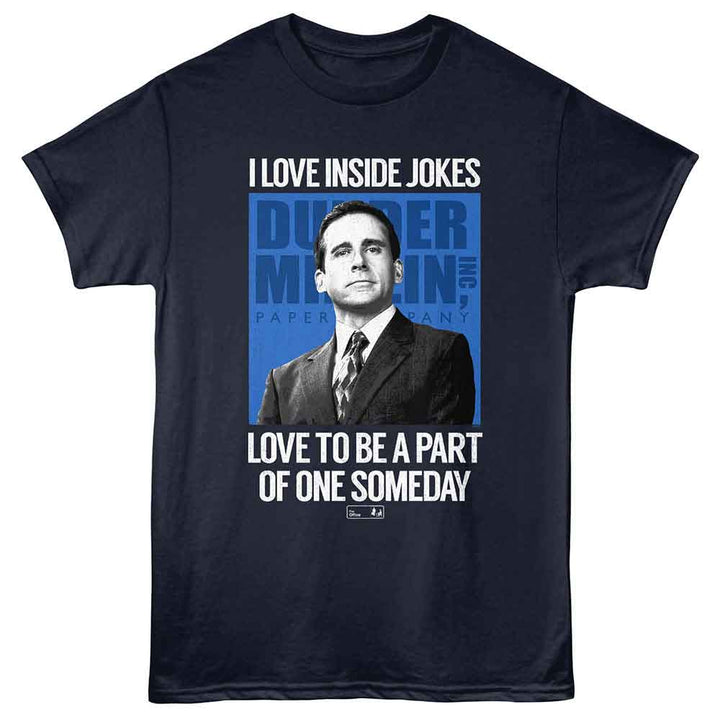 The Office - Inside Jokes - Front Print Adult Short Sleeve T-Shirt - Navy