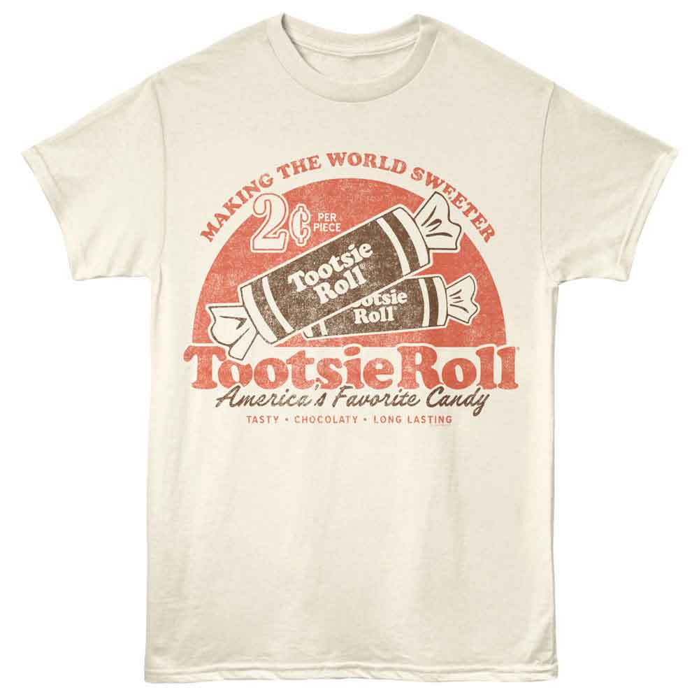 Tootsie Roll - World Sweeter - Licensed Adult Unisex Short Sleeve T-Shirt - Natural