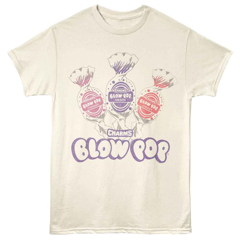 Tootsie Roll - Blow Pop Flavors - Licensed Adult Unisex Short Sleeve T-Shirt - Natural