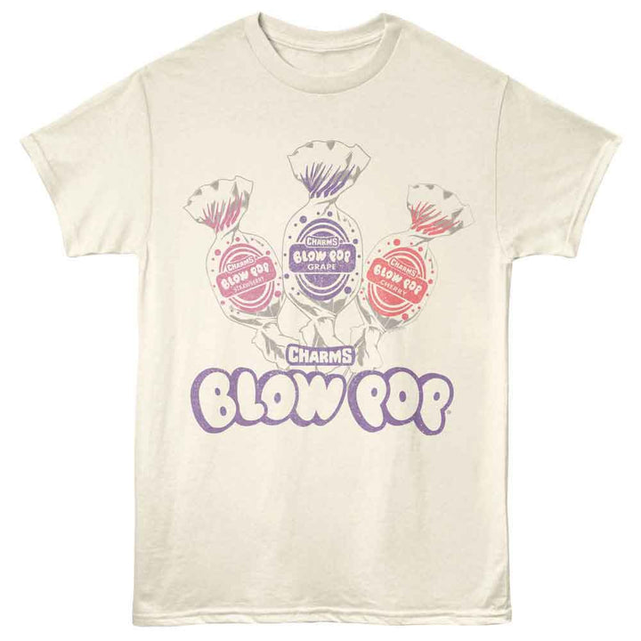 Tootsie Roll - Blow Pop Flavors - Licensed Adult Unisex Short Sleeve T-Shirt - Natural
