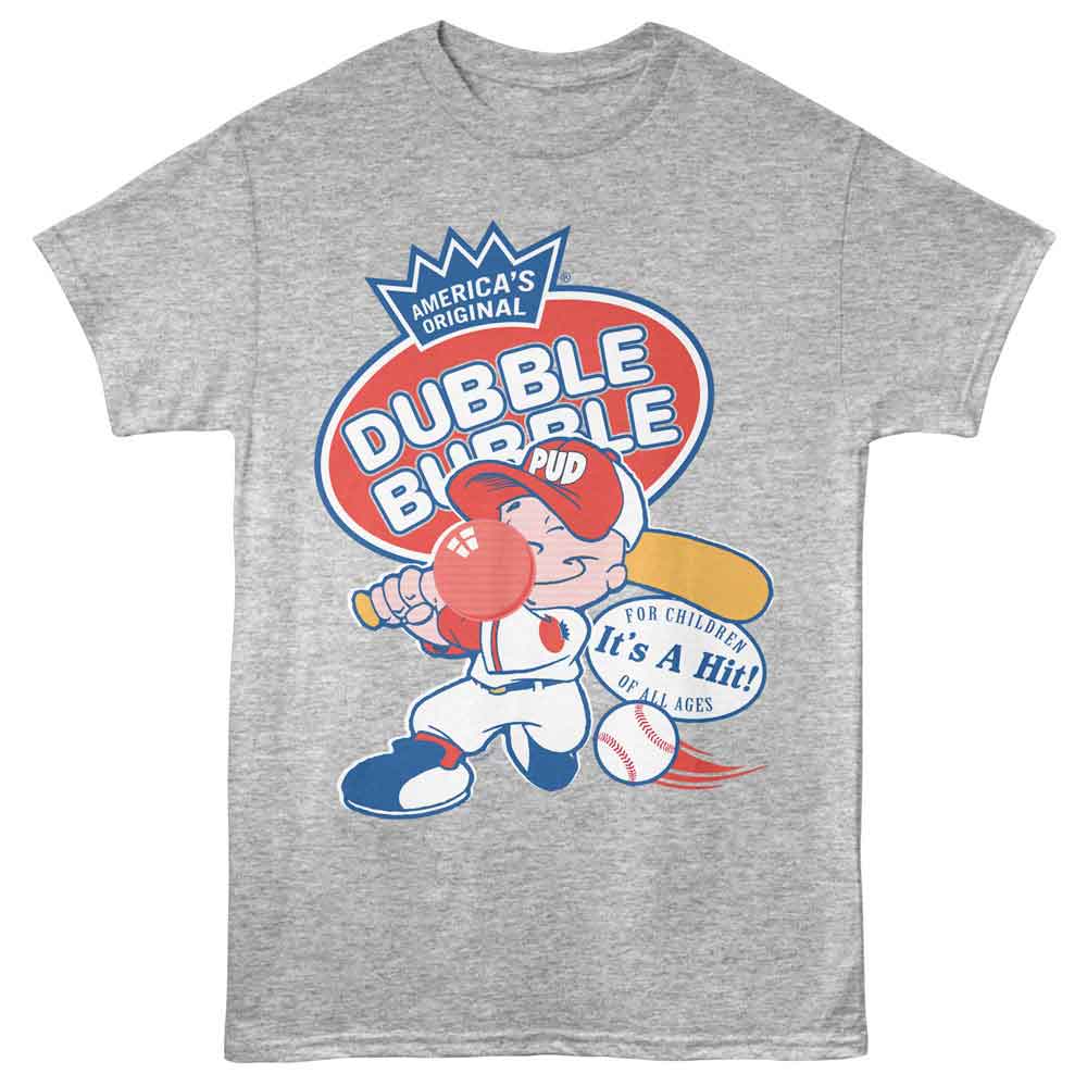 Tootsie Roll - Pud Baseball - Front Print Adult Short Sleeve Solid T-Shirt - Gray Heather