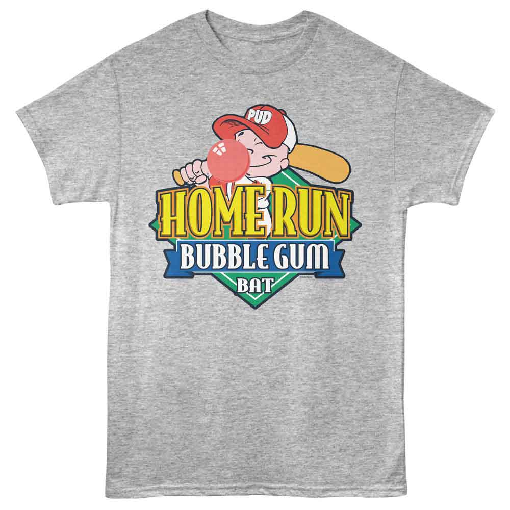 Tootsie Roll - Home Run Pud - Front Print Adult Short Sleeve Solid T-Shirt - Gray Heather