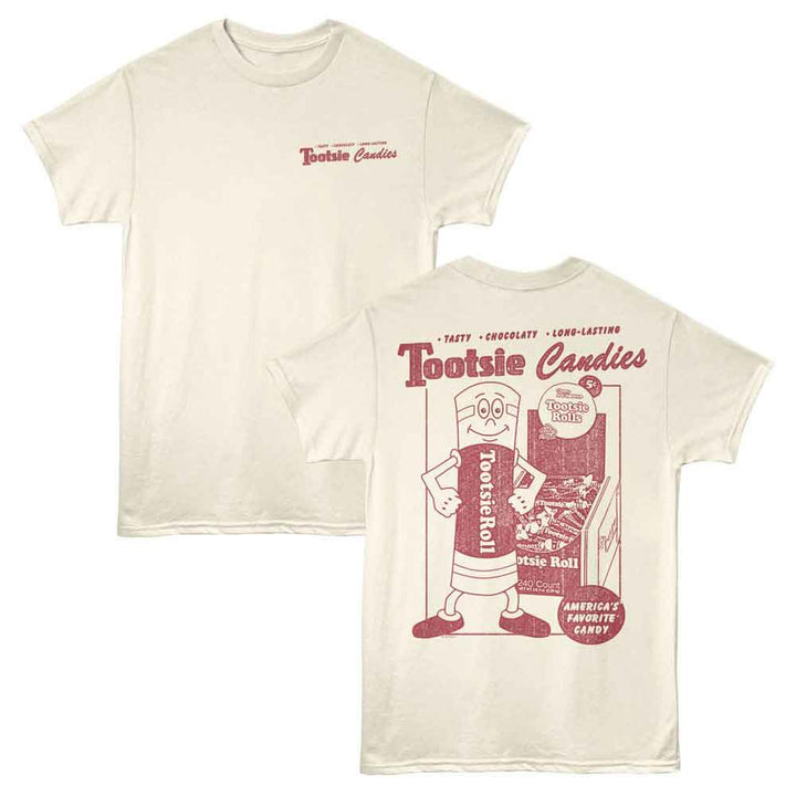 Tootsie Roll - Candies - American Classics - 2-Sided Print Natural Adult Short Sleeve T-Shirt