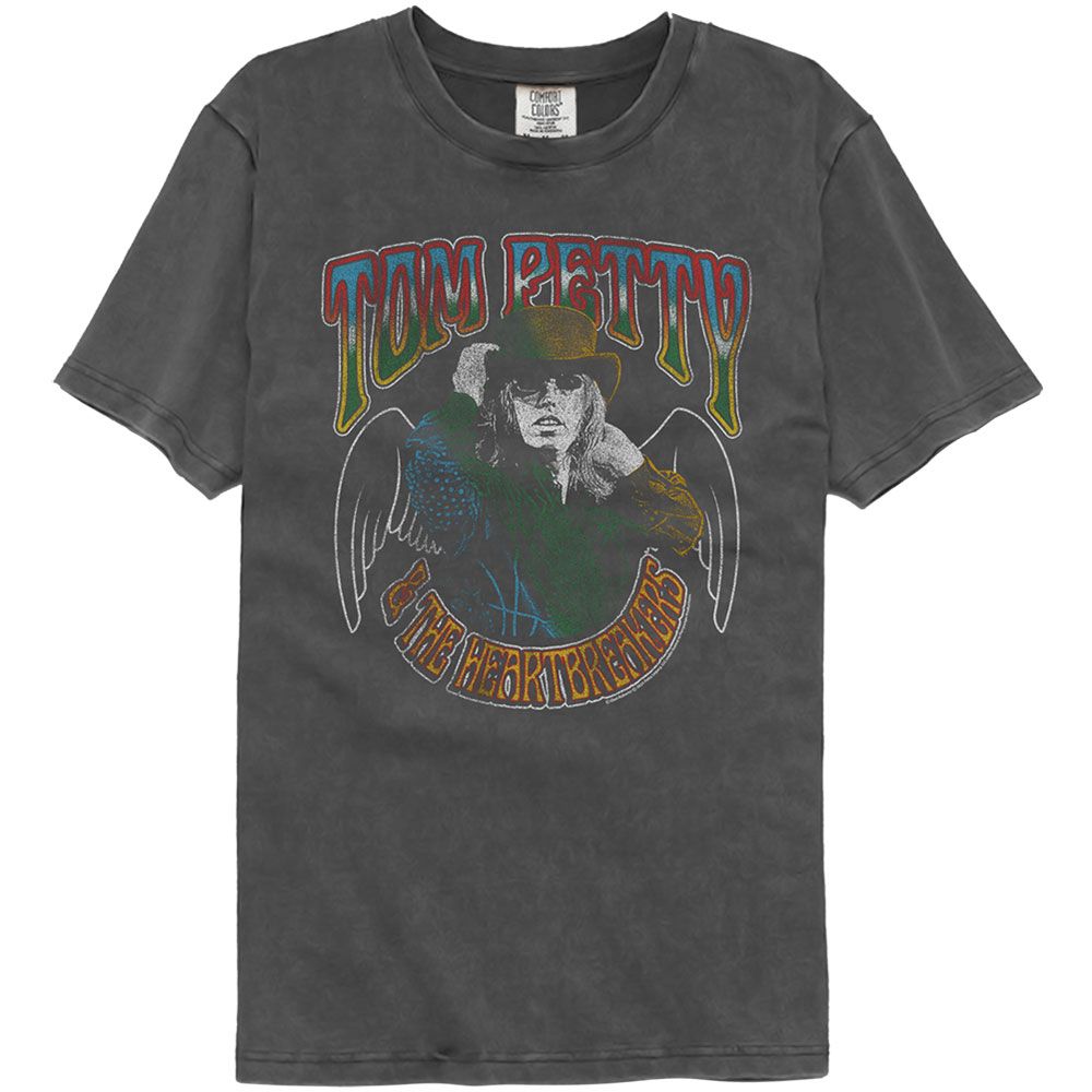 Tom Petty With Wings Officially Licensed Adult Short Sleeve Washed Black T-Shirt