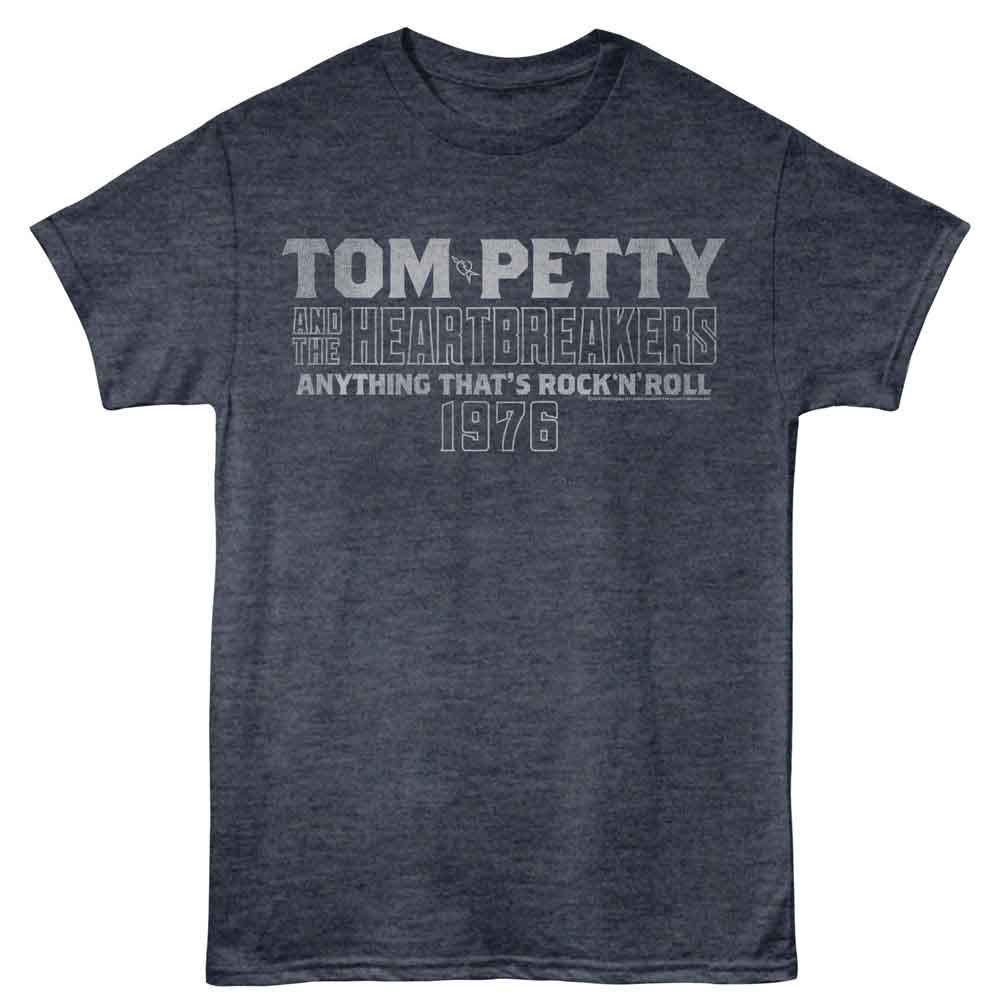Tom Petty - Stacked Text - Front Print Adult Short Sleeve Heather T-Shirt - Navy Heather